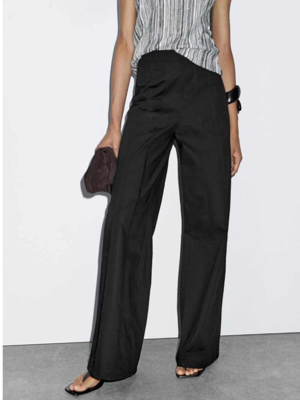 Massimo Dutti Black Wide Leg Pants Size 10 NWT Ref 5055/856/800